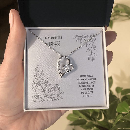 To My Wonderful Wife Black/White Heart Pendent
