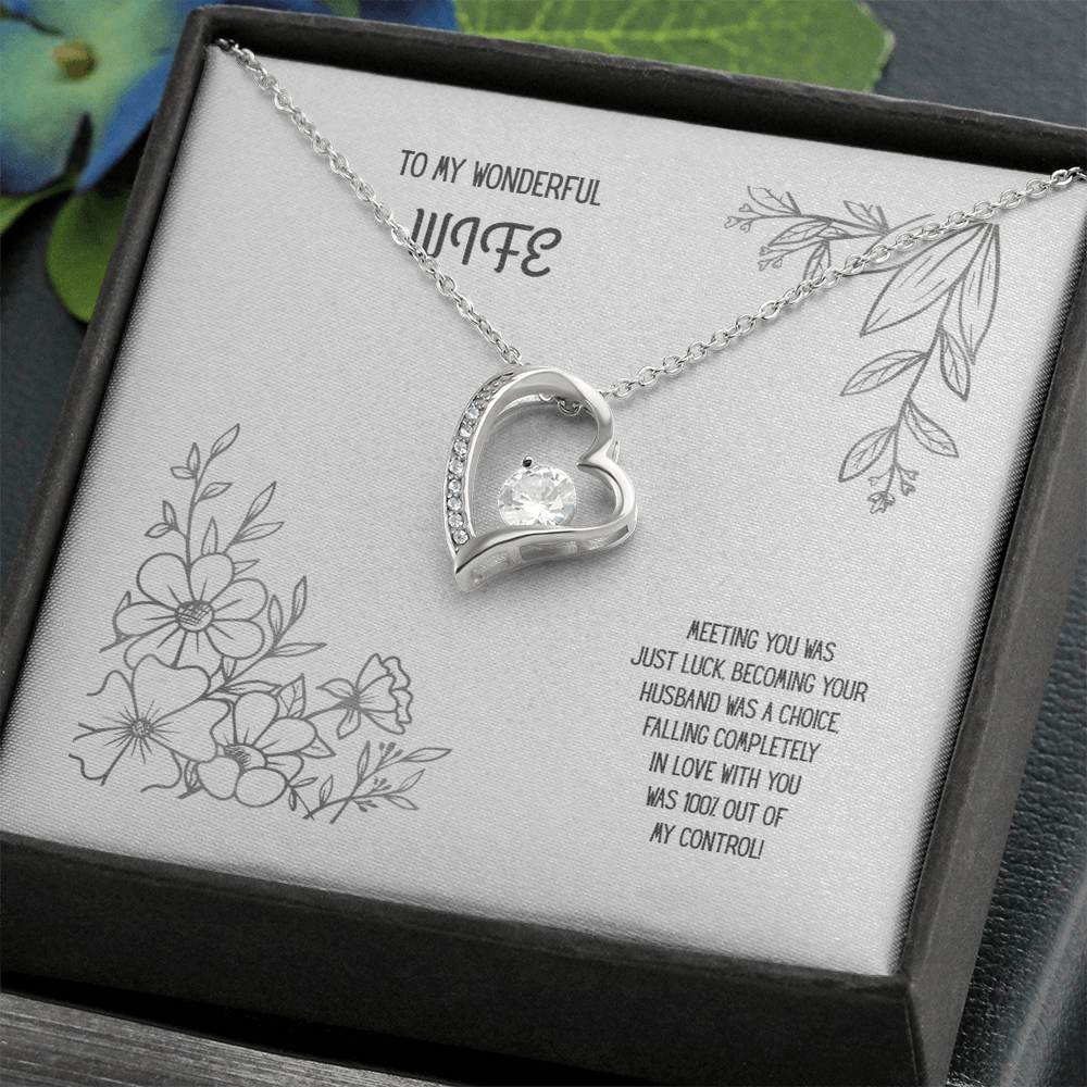 To My Wonderful Wife Black/White Heart Pendent