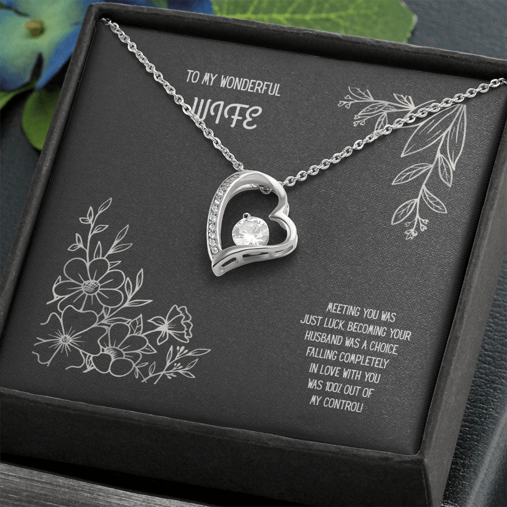 To My Wonderful Wife Black/White Heart Pendent