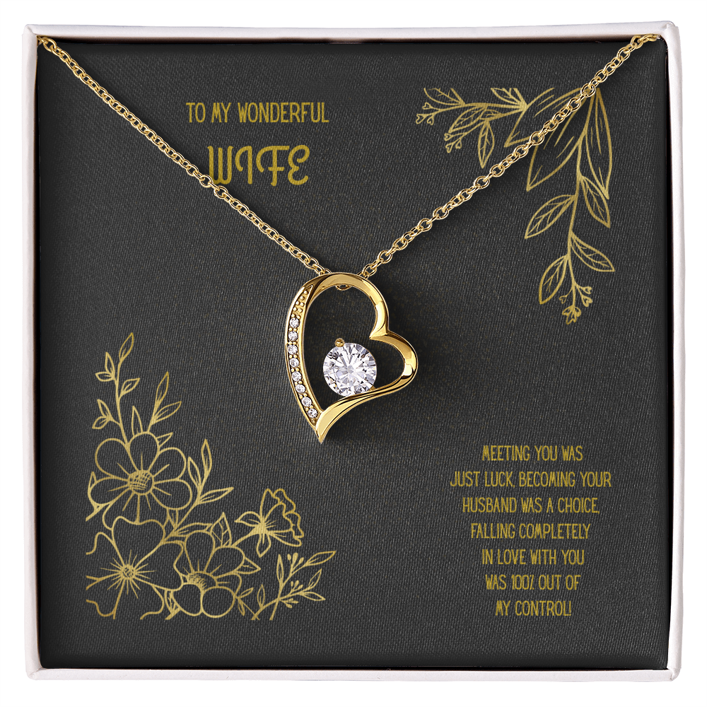To My Wonderful Wife Black/Gold Heart Pendent