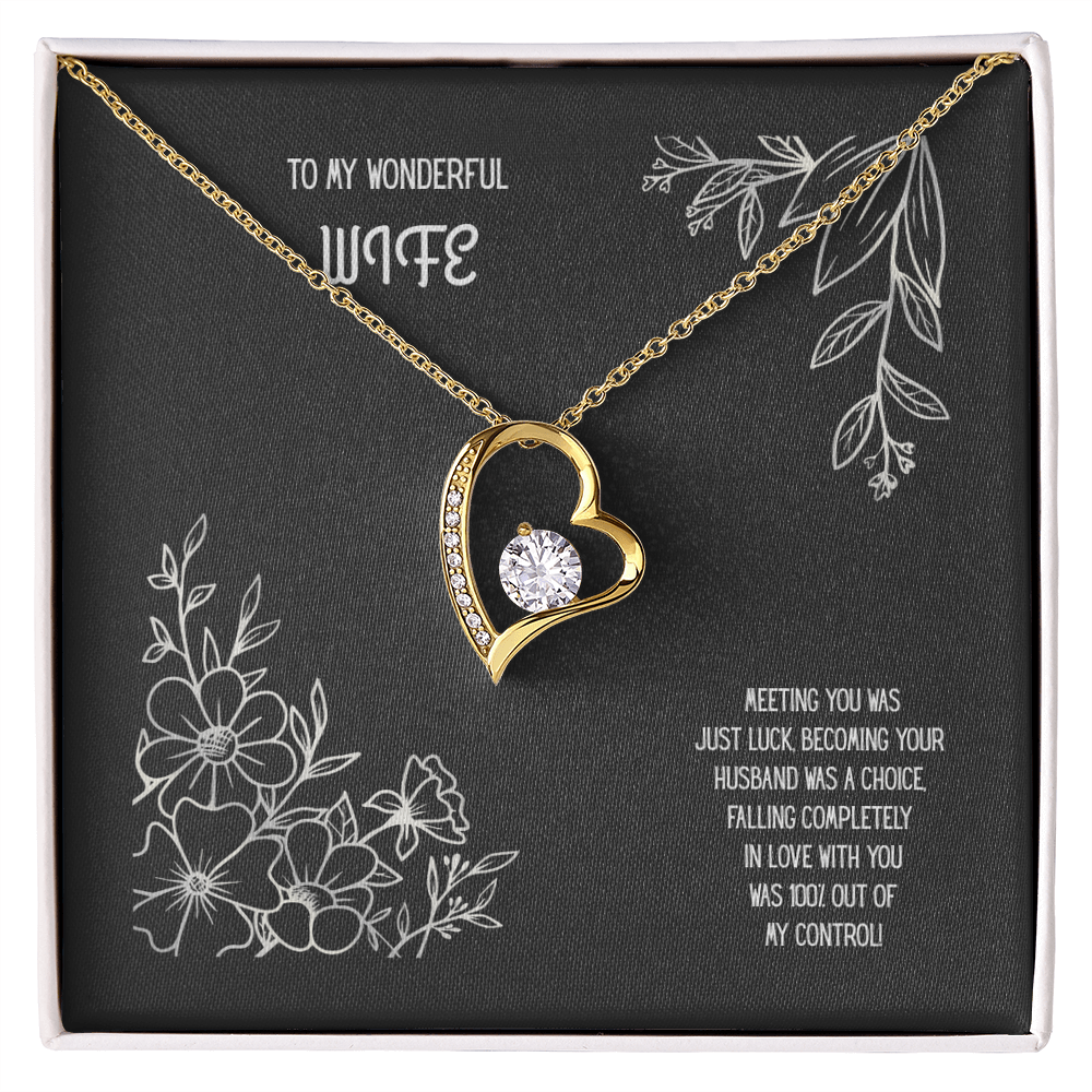 To My Wonderful Wife Black/White Heart Pendent