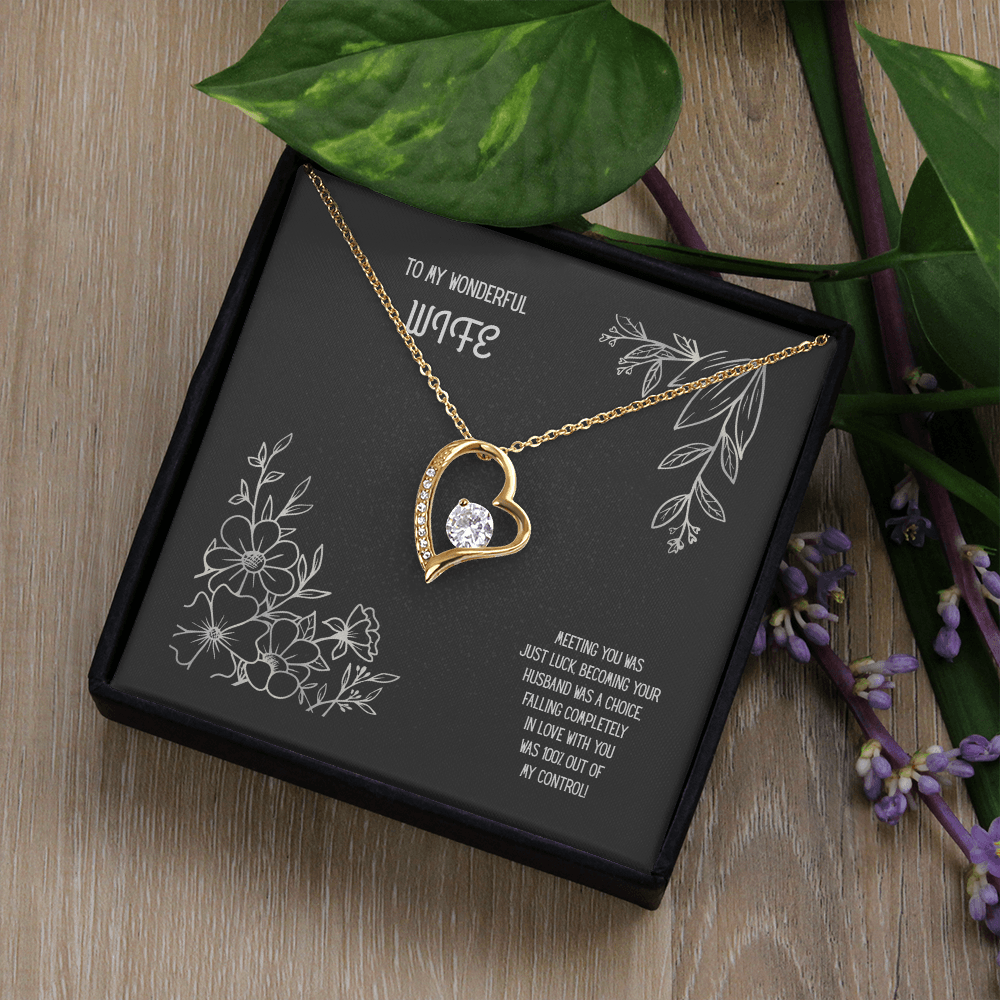 To My Wonderful Wife Black/White Heart Pendent