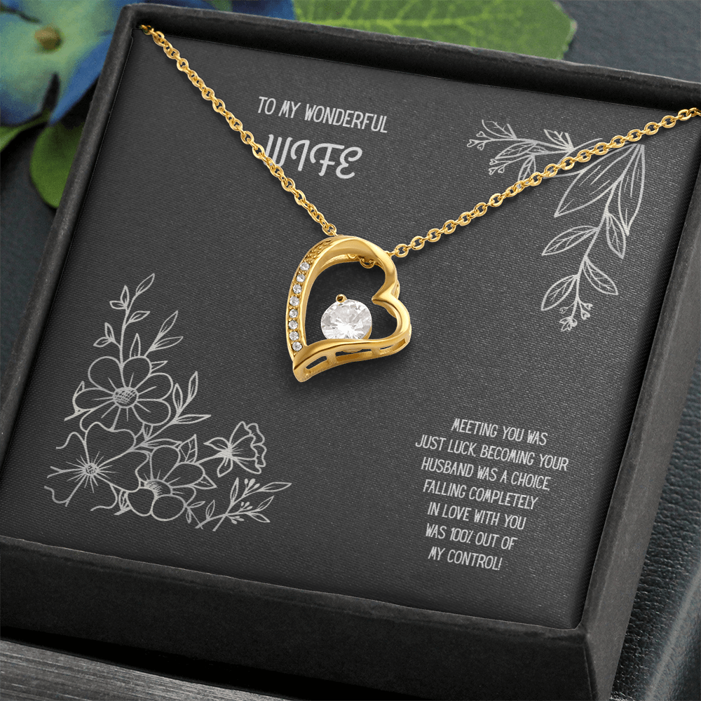 To My Wonderful Wife Black/White Heart Pendent