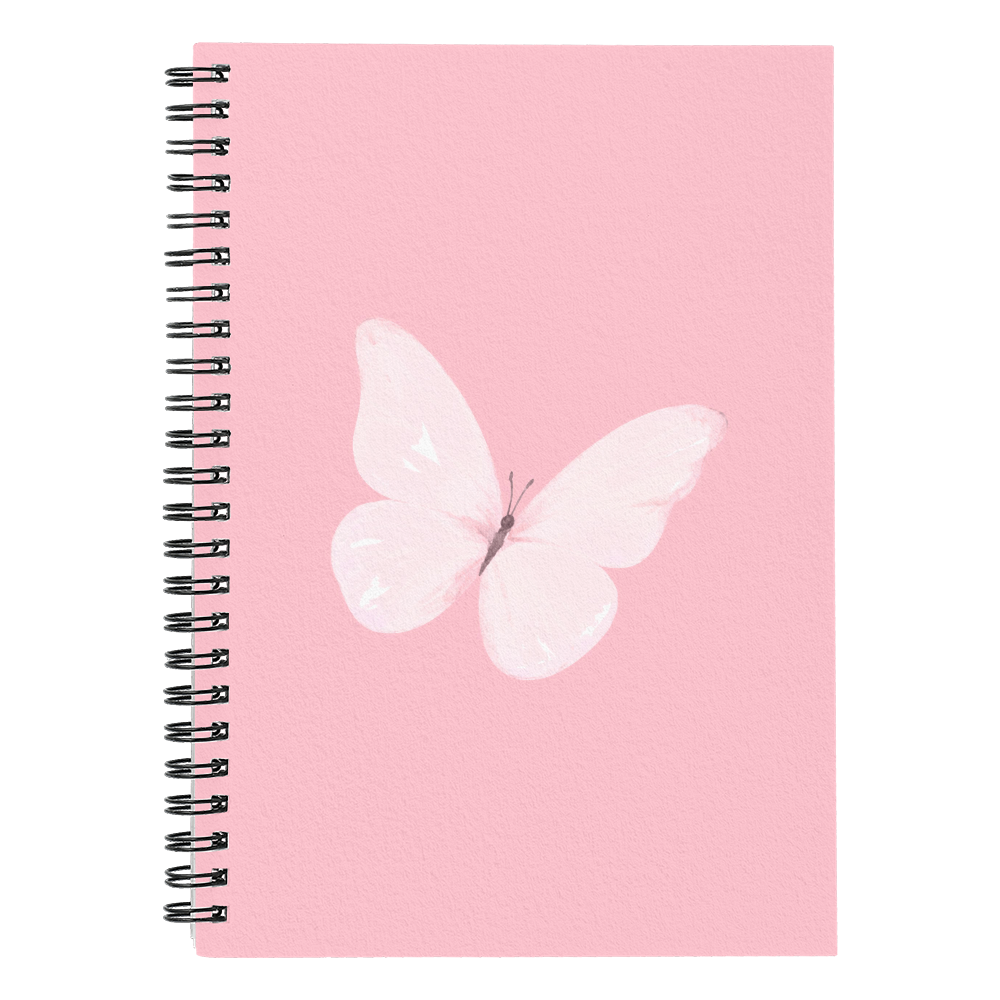 Pink Butterfly Spiral Notebook
