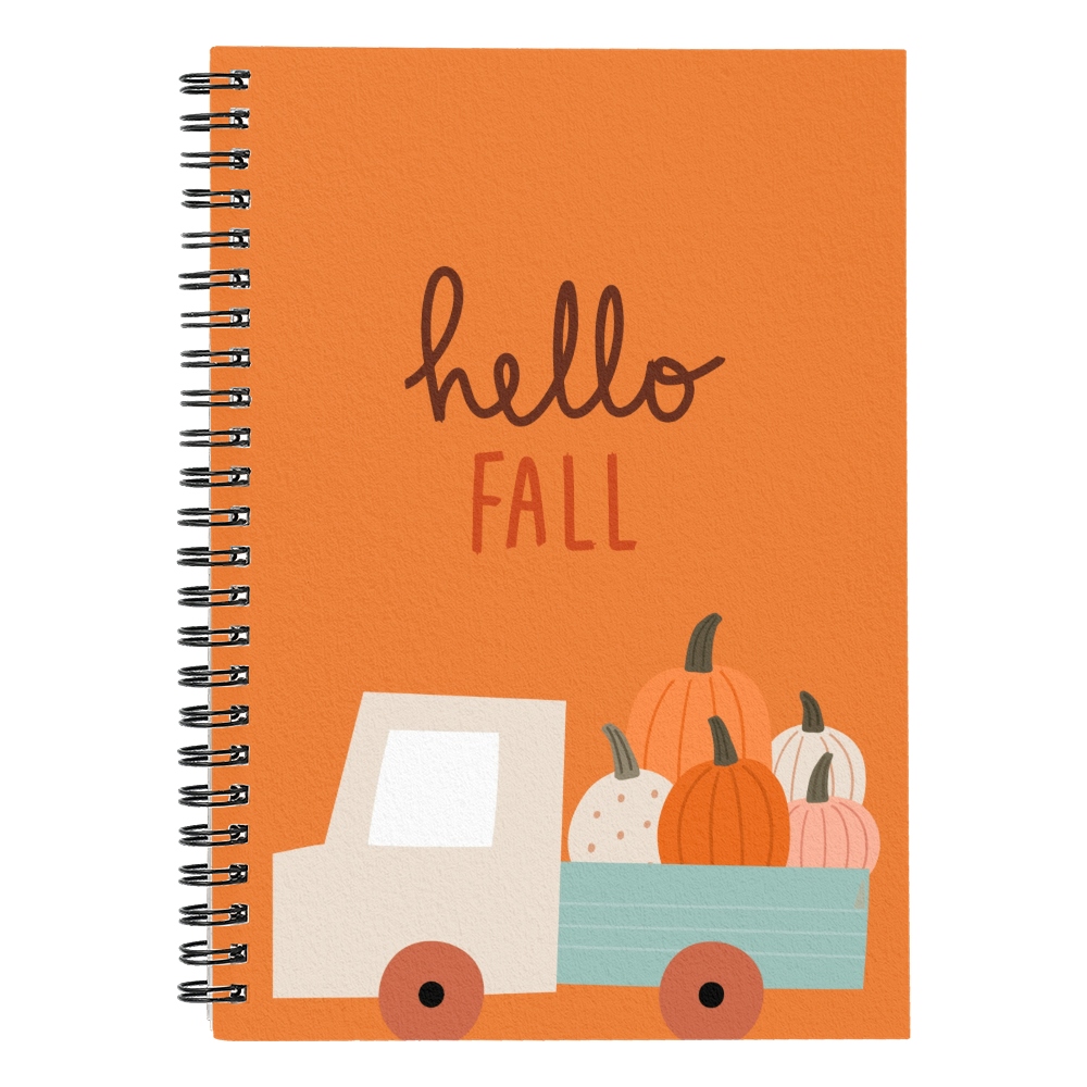 Pumpkin Truck Hello Fall, Spiral Notebook