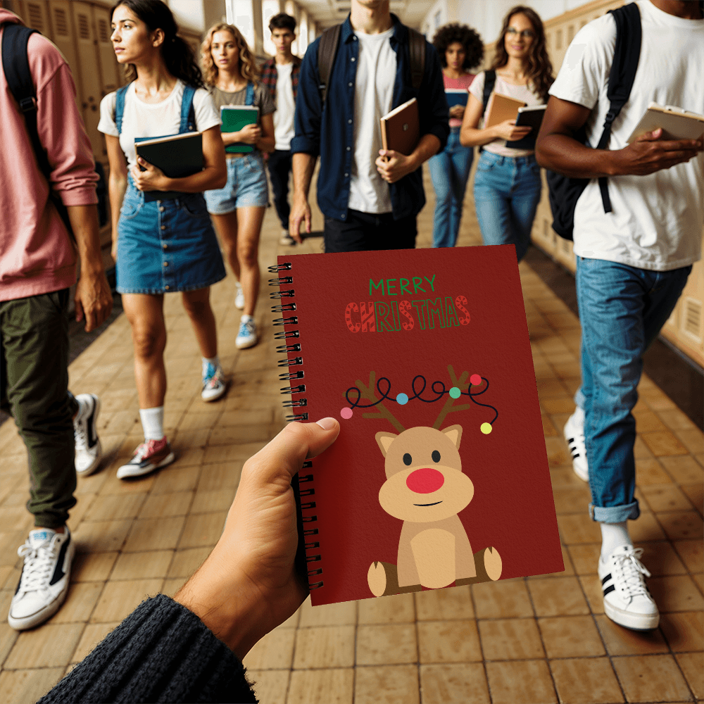 Merry Christmas Reindeer, Spiral Notebook