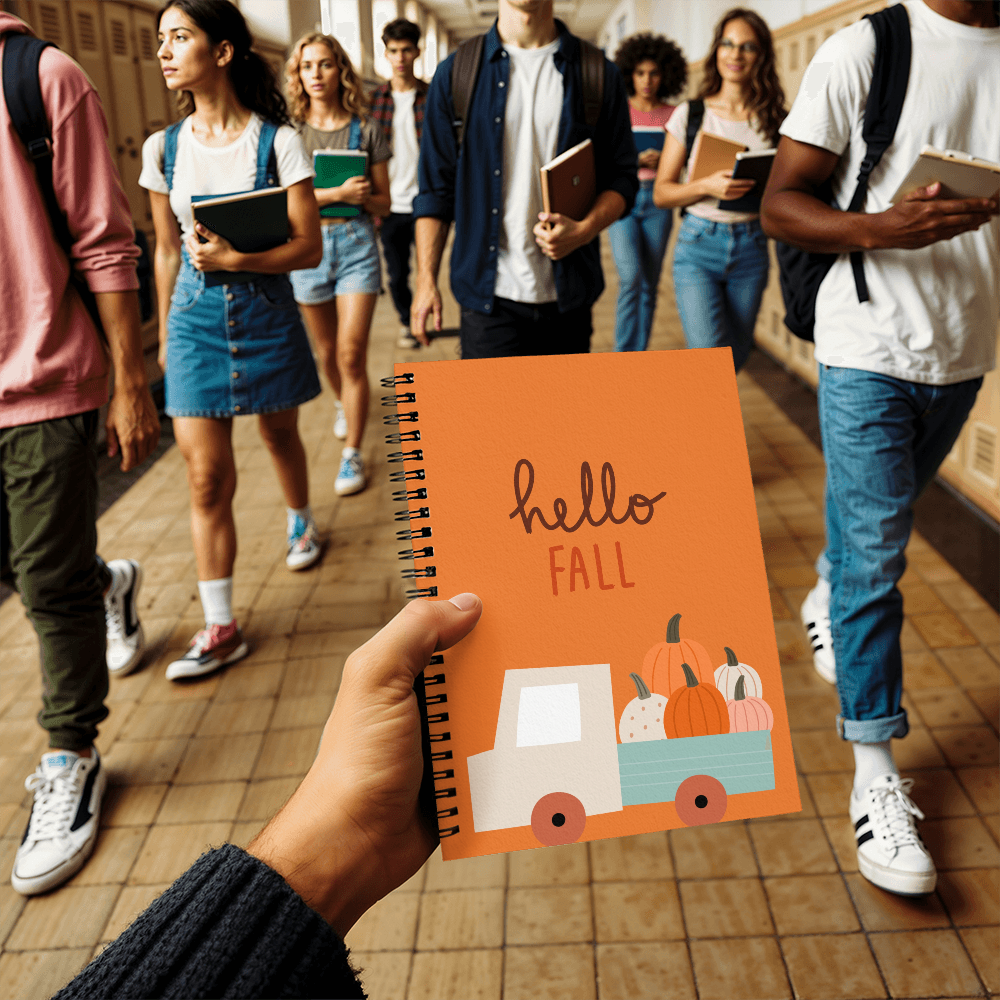 Pumpkin Truck Hello Fall, Spiral Notebook