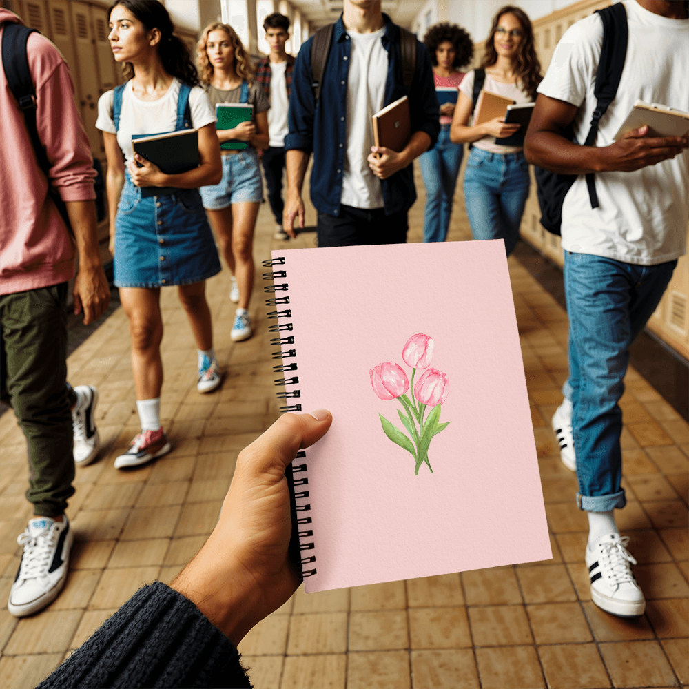 Pink Flower Spiral Notebook