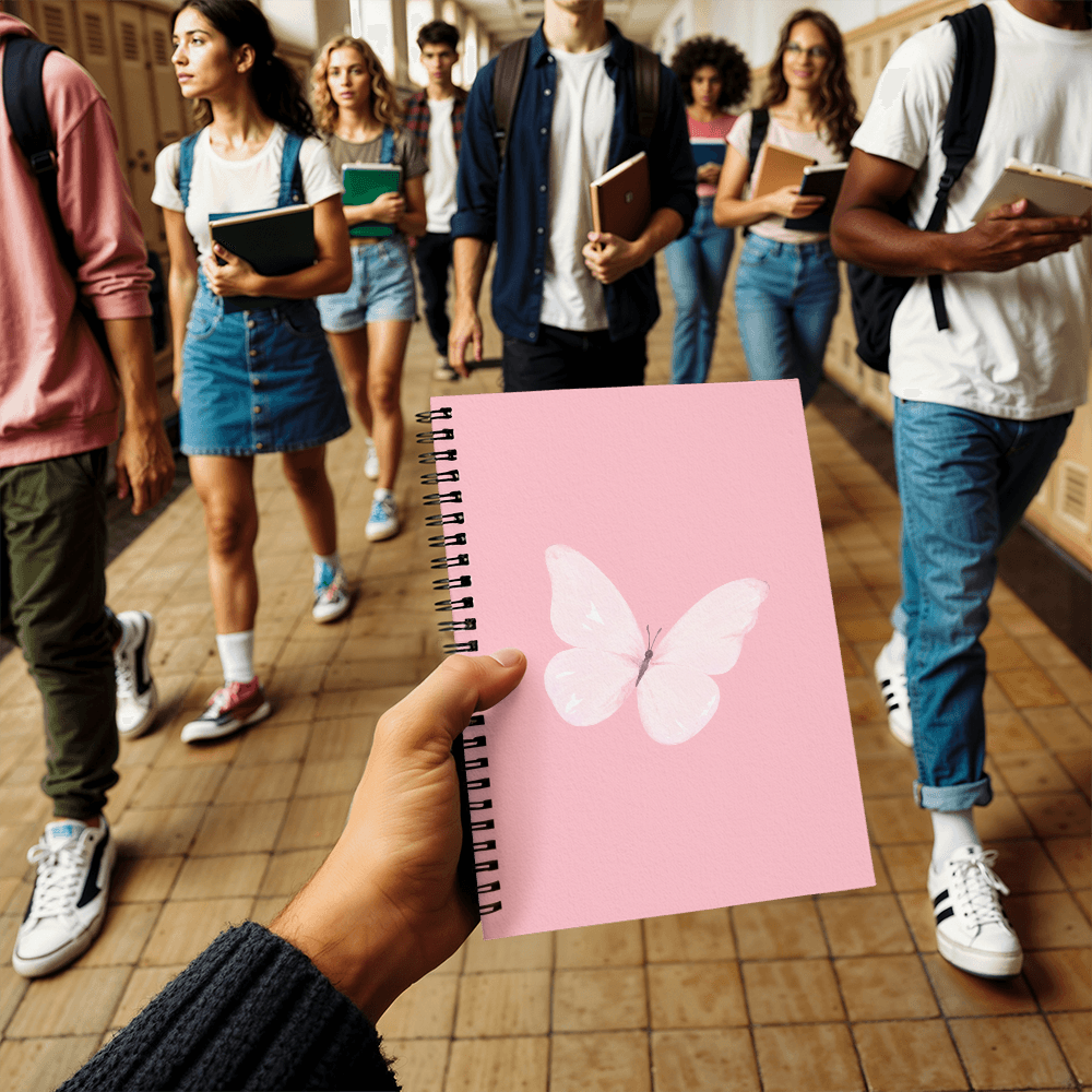 Pink Butterfly Spiral Notebook