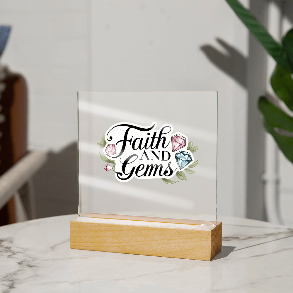 Faith and Gems Light Up Plaque