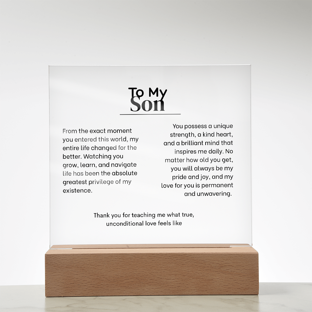 To My Son, Acrylic Square Plaque with LED's