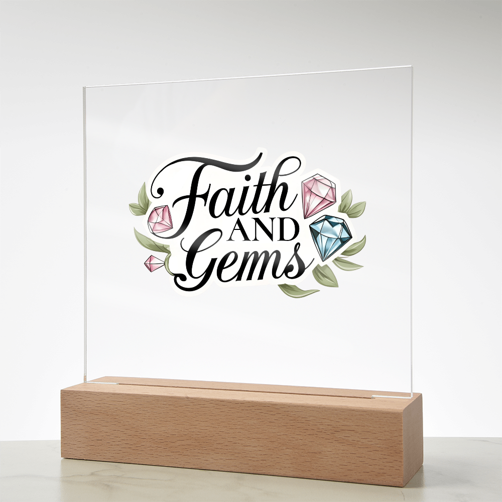 Faith and Gems Light Up Plaque