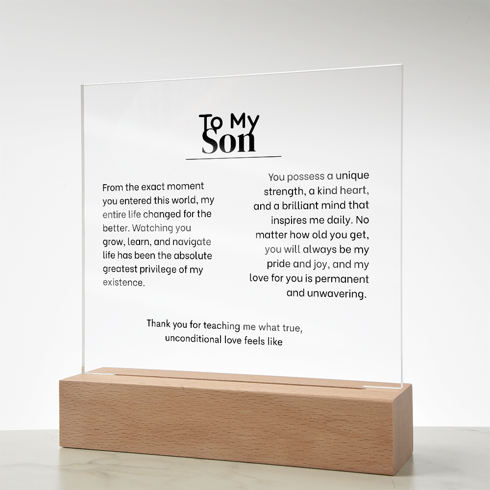 To My Son, Acrylic Square Plaque with LED's