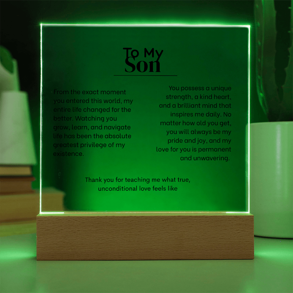 To My Son, Acrylic Square Plaque with LED's