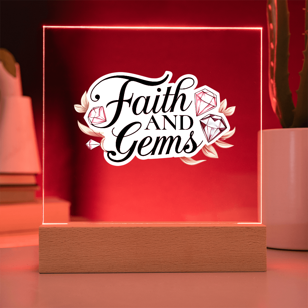 Faith and Gems Light Up Plaque