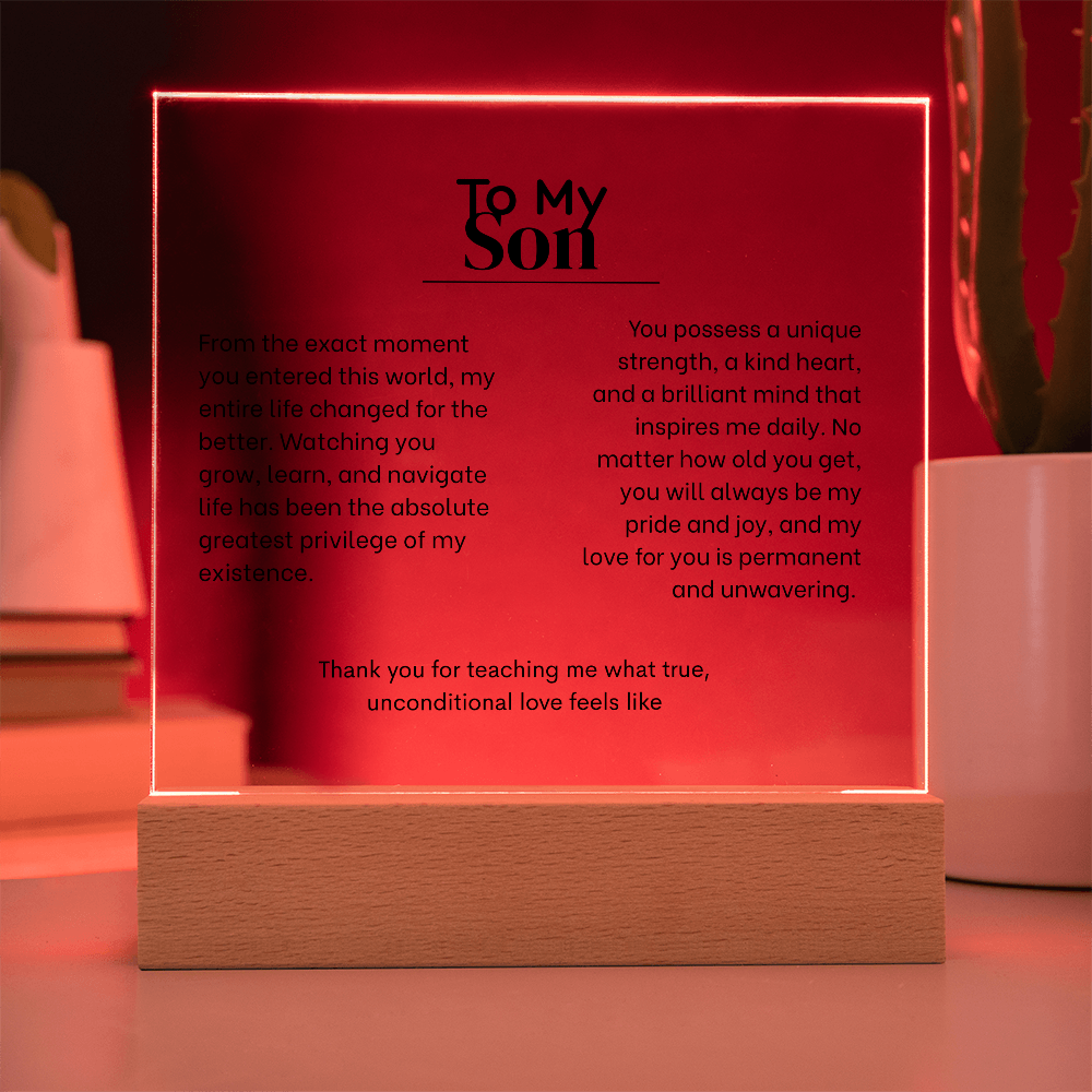 To My Son, Acrylic Square Plaque with LED's