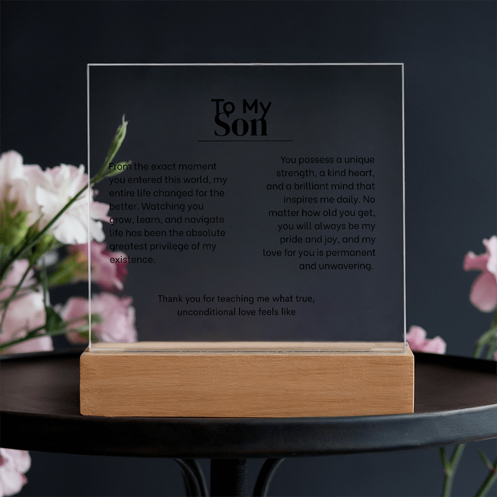 To My Son, Acrylic Square Plaque with LED's