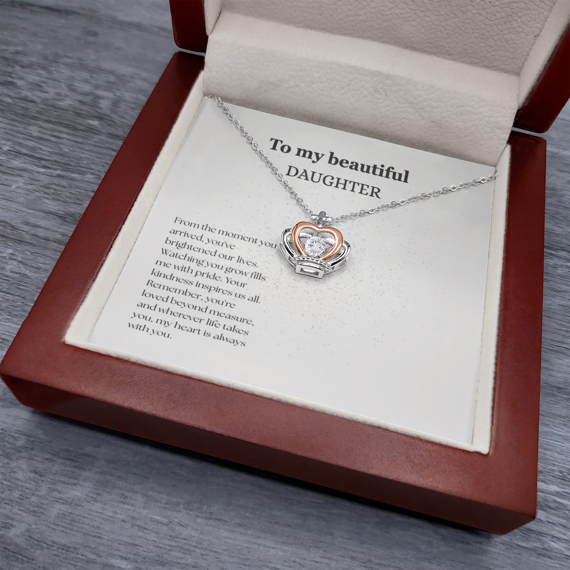 To My Beautiful Daughter, Crown Pendent Necklace