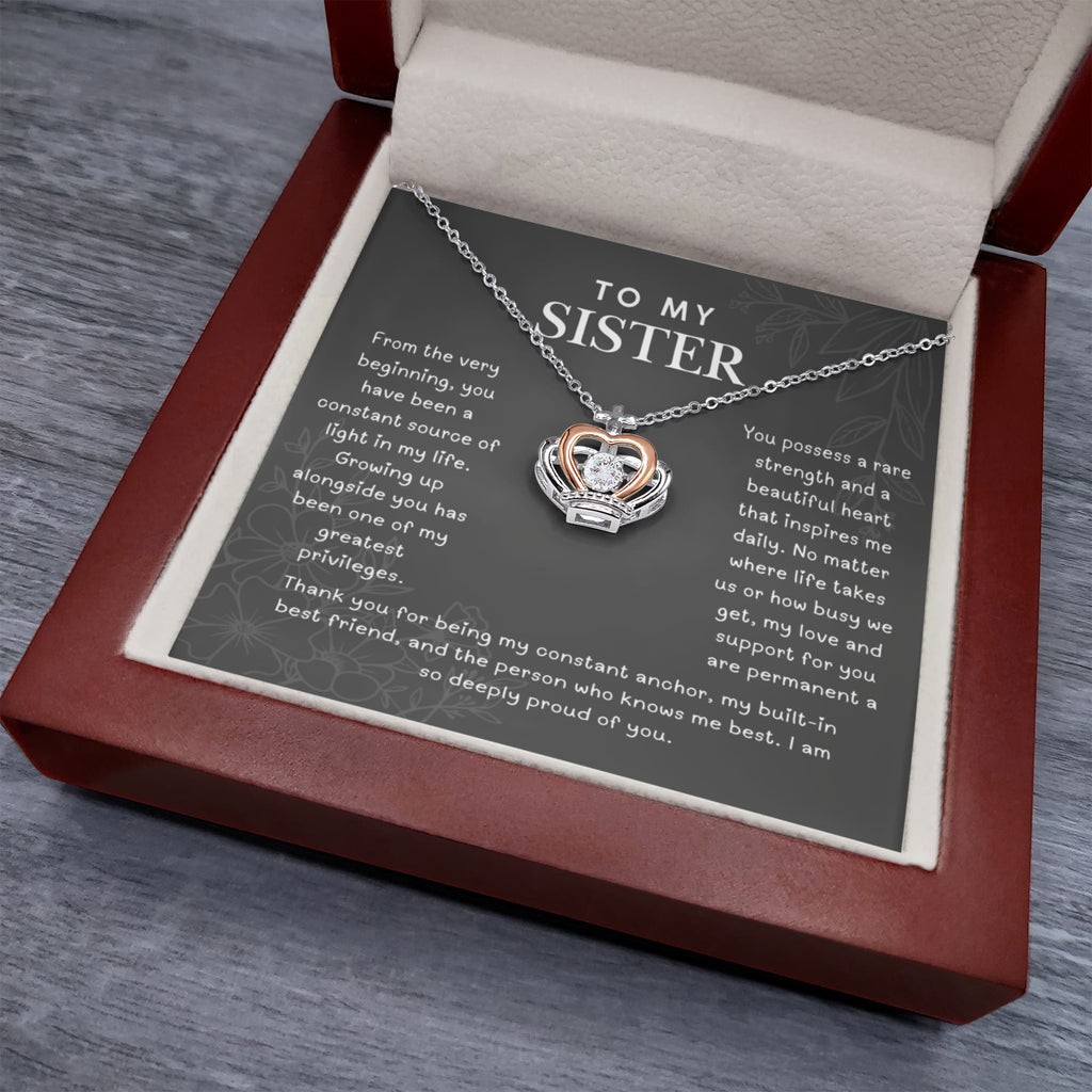 To My Sister, Crown Pendant Necklace