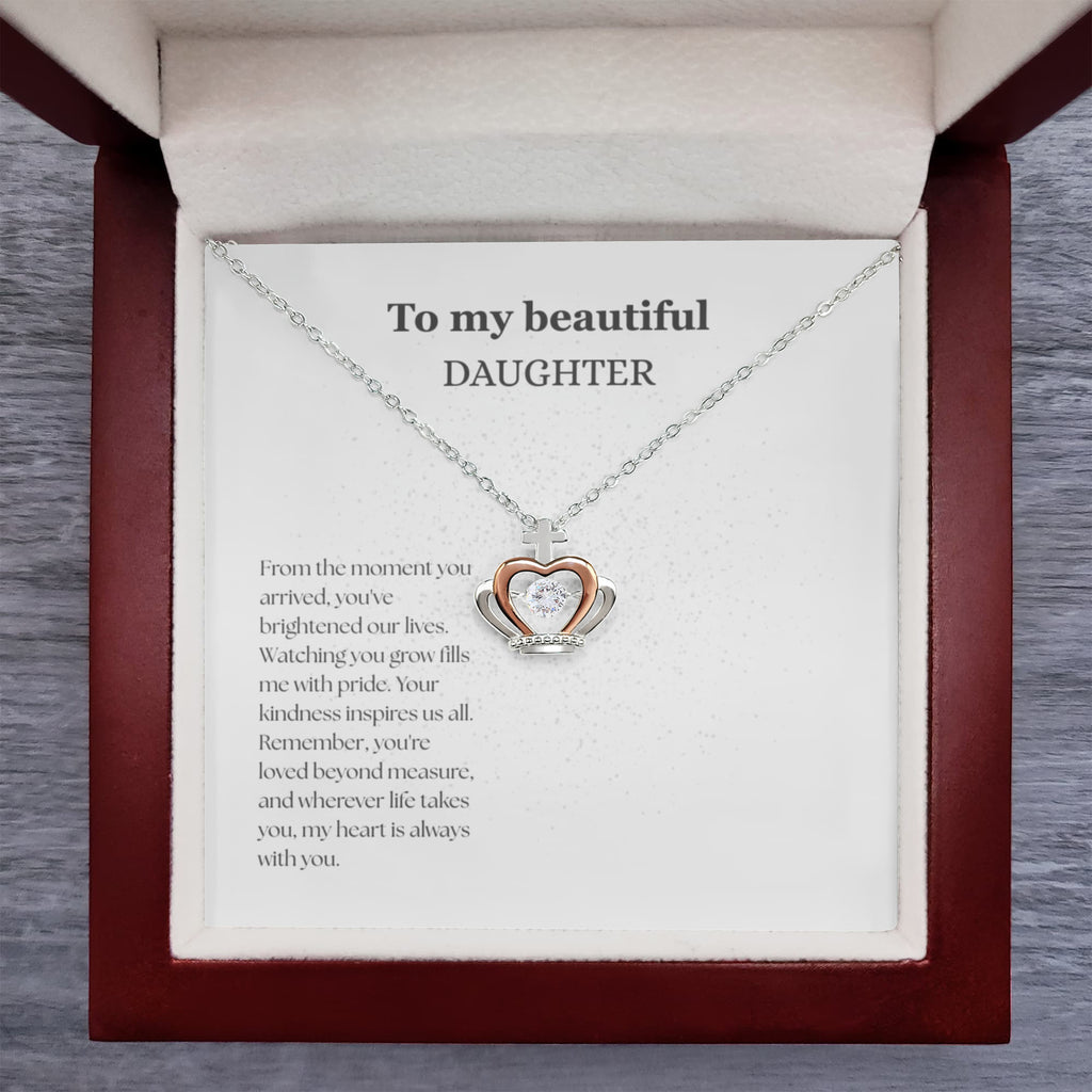 To My Beautiful Daughter, Crown Pendent Necklace