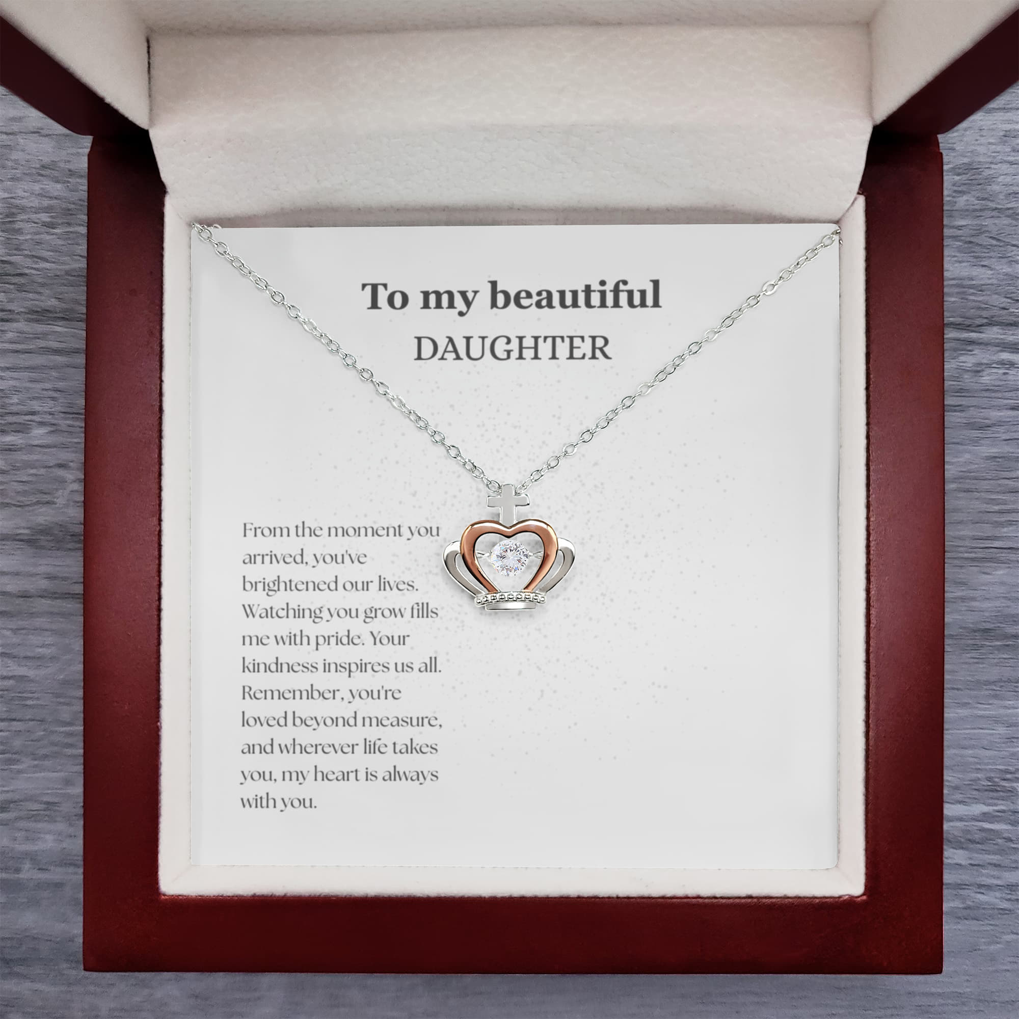 To My Beautiful Daughter, Crown Pendent Necklace