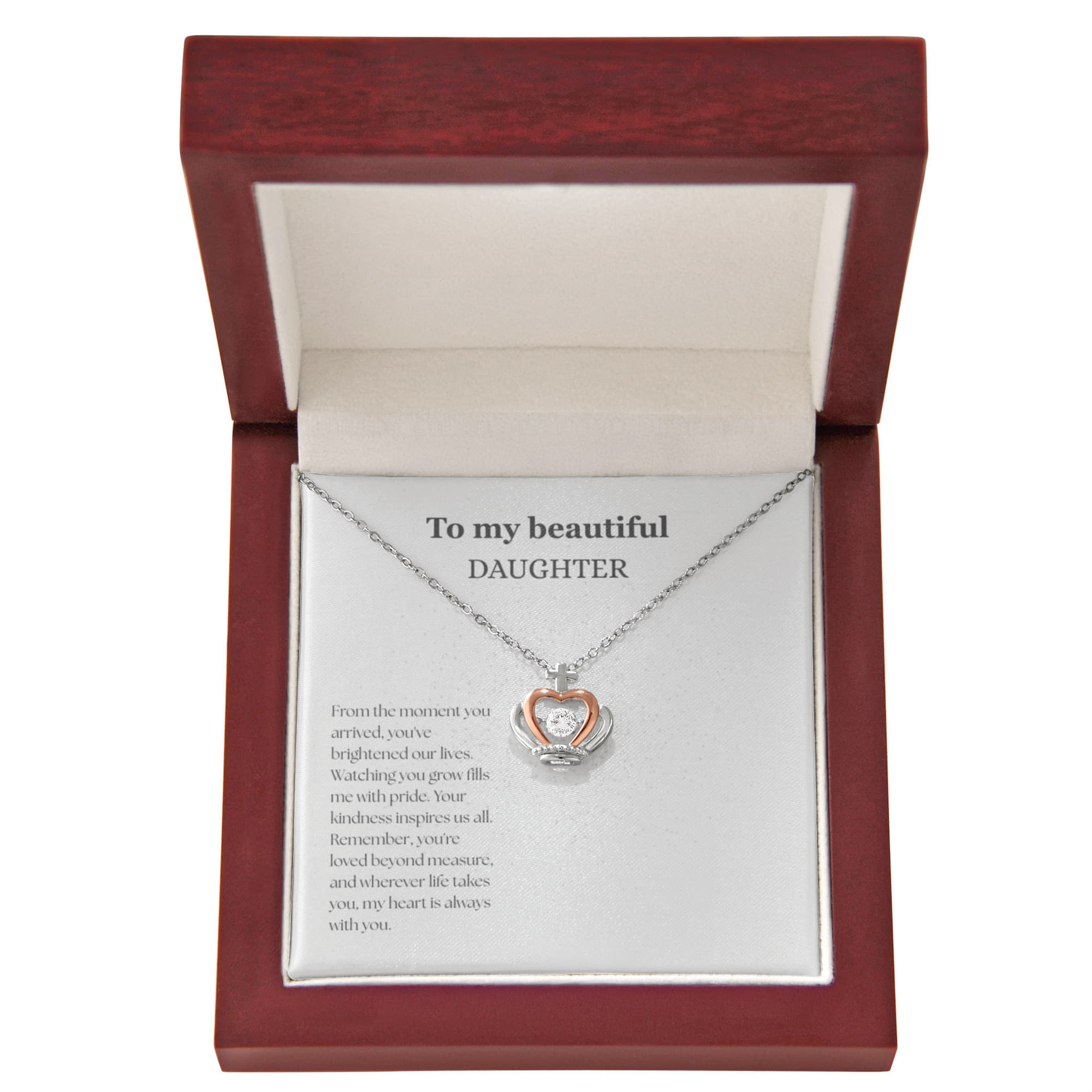 To My Beautiful Daughter, Crown Pendent Necklace