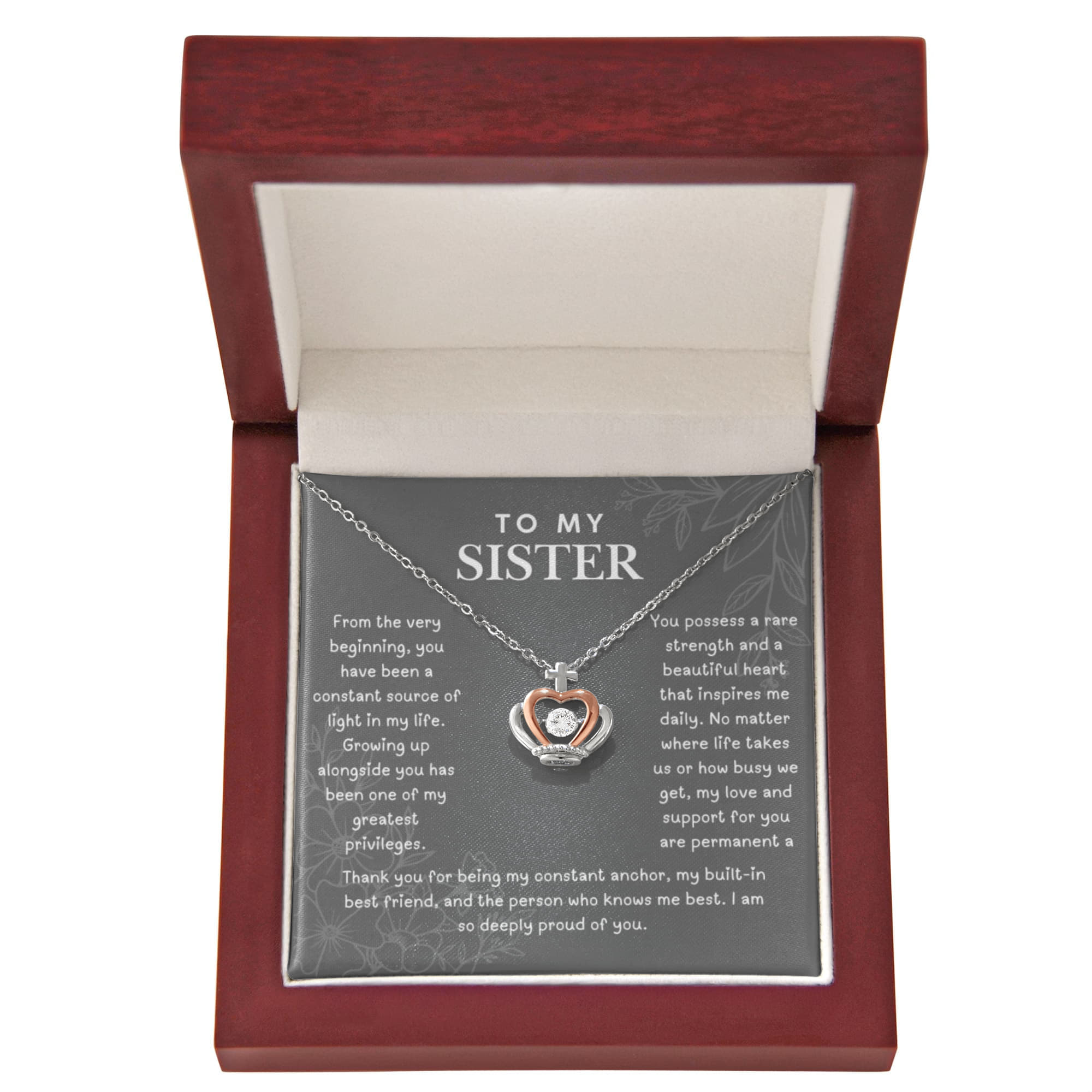 To My Sister, Crown Pendant Necklace